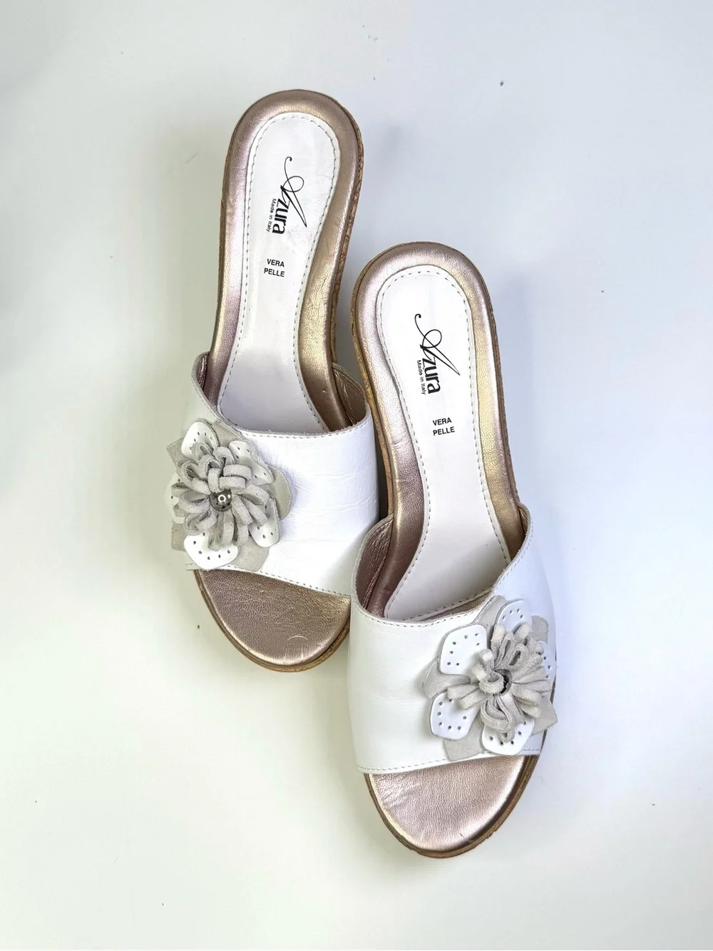 Azura by Spring Step Women's Narcisse Slide White with Flower Embellishment 41
